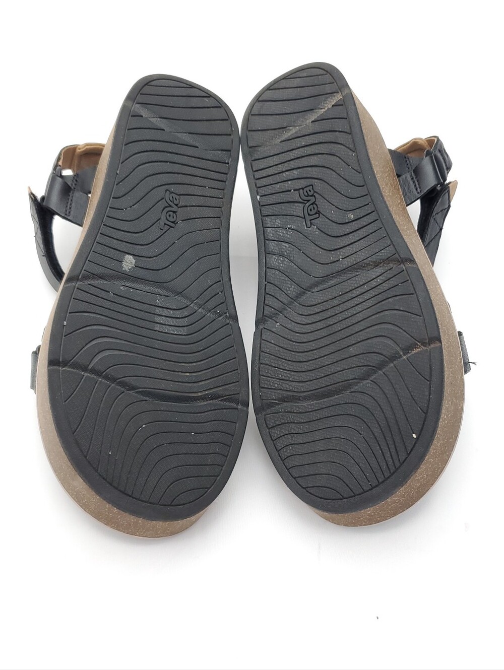 Teva Madera Wedge Leather Platform Sandals Black Open Toe Womens Size 9 Chunky - Picture 9 of 10